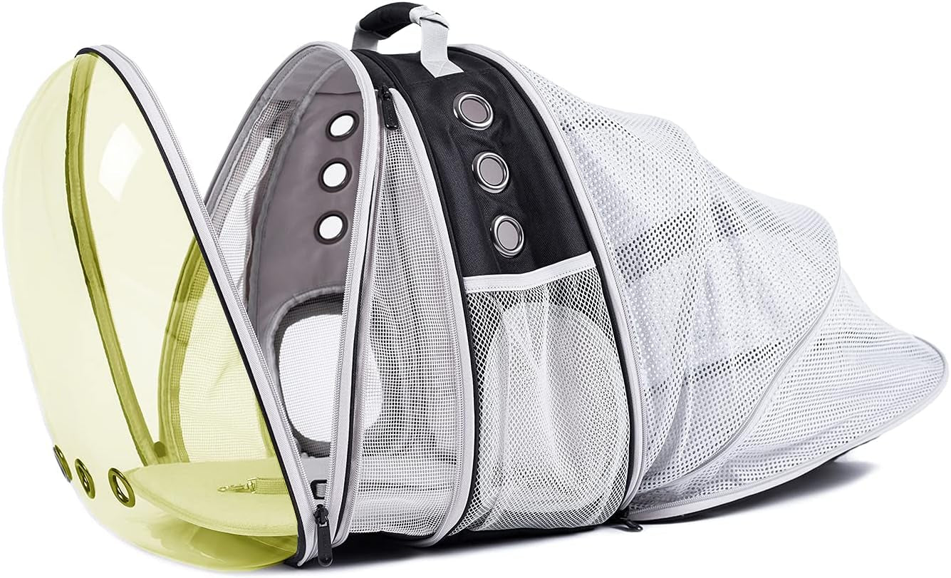 Expandable Cat Backpack, Space Capsule Transparent Pet Carrier for Small Dog, Pet Carrying Hiking Traveling Backpack
