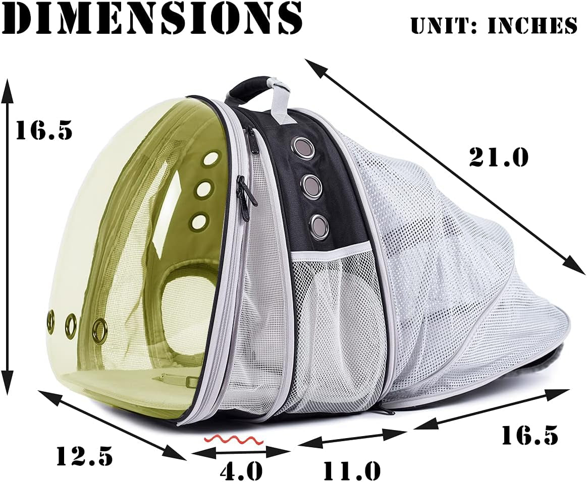 Expandable Cat Backpack, Space Capsule Transparent Pet Carrier for Small Dog, Pet Carrying Hiking Traveling Backpack