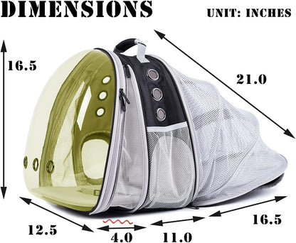 Expandable Cat Backpack, Space Capsule Transparent Pet Carrier for Small Dog, Pet Carrying Hiking Traveling Backpack